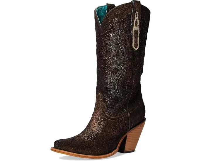 Сапоги Corral Z5240 до середины икры с металлизированной кожей и вышивкой