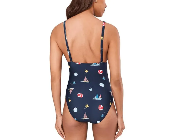 Цельный купальник Seafolly BeachClub с глубоким V-вырезом и съемными чашками