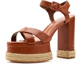 Босоножки Hilda Rope High Schutz на высокой платформе из металлизированной кожи и рафии