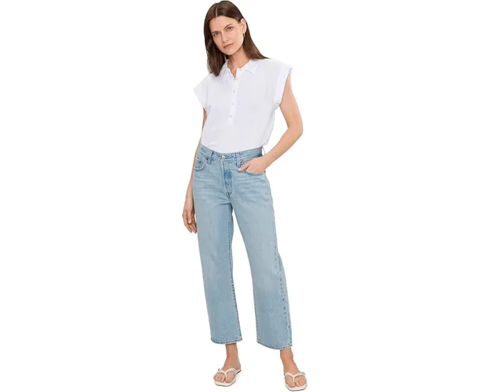 Gauze Sleeveless Henley Shirt