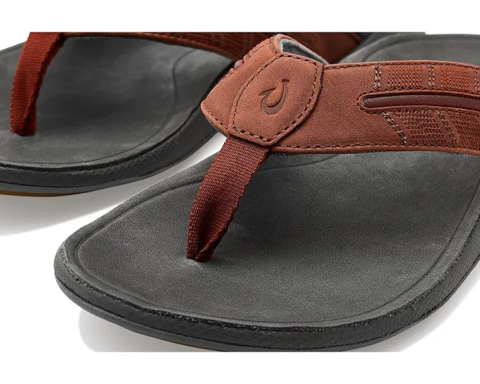 OluKai сандалии Tuahine Palm с водонепроницаемой кожей и вышивкой