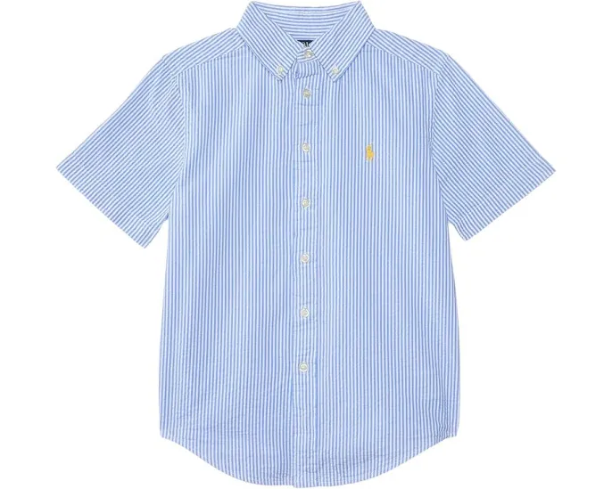 Полосатая рубашка из пике с коротким рукавом Polo Ralph Lauren Kids для детей постарше