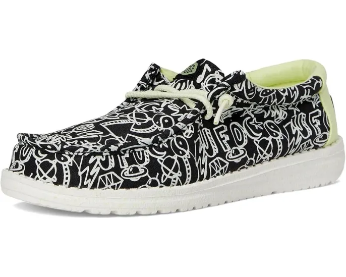 Hey Dude Kids Wally Space Glow детские кроссовки с дышащим текстильным верхом