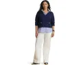Свитер Plus Size Layered Button-Trim Cotton с воротником в полоску Lauren Ralph Lauren