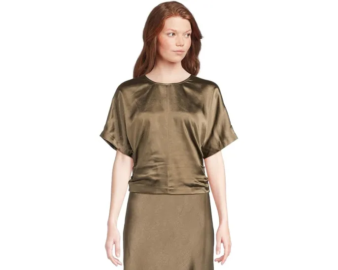 Топ Lilla P с цельнокроеным коротким рукавом из атласа