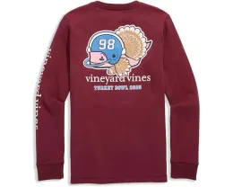 Длинная футболка Vineyard Vines Kids Football Turkey Whale с карманом для детей младшего и старшего возраста