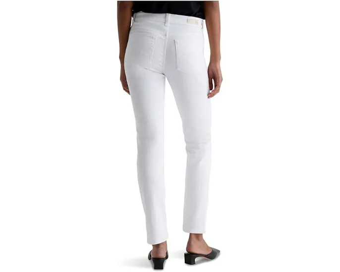 Джинсы Mari Mid-Rise Slim Straight из мягкого стрейч-денима белого цвета AG Jeans