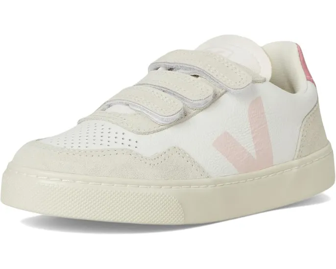Детские кроссовки VEJA Small V-90 из кожи с застежкой на липучках