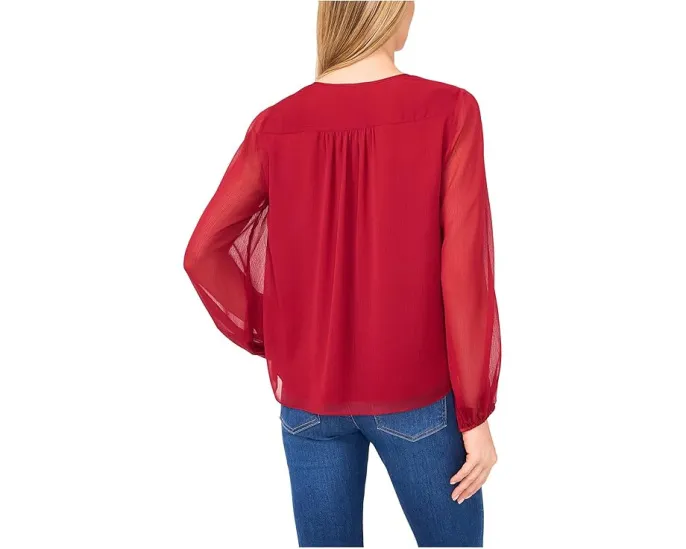 Блуза CeCe с длинным рукавом и завязкой на шее в романтичном стиле