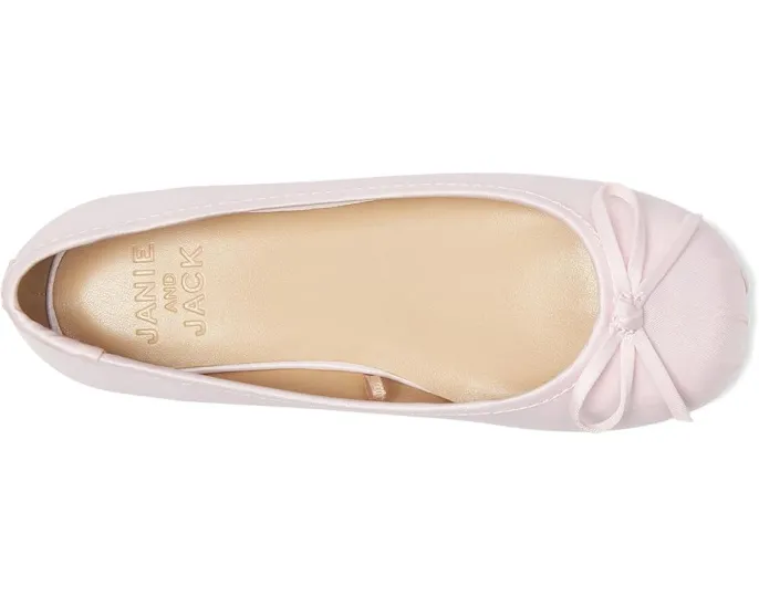 Детские атласные балетки Janie and Jack с бантом и квадратным мысом