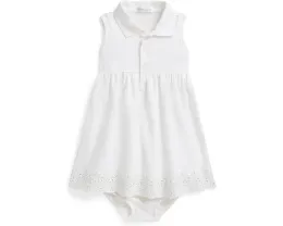 Платье-поло и шорты-блумеры для девочки с гипюром и сеткой Polo Ralph Lauren Kids