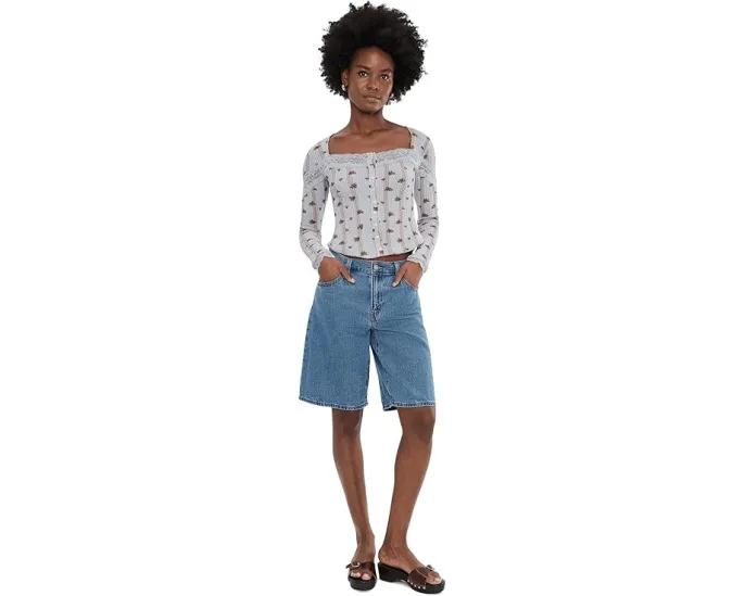 Кардиган Let's Party Cardi-Print с кружевной отделкой и квадратным вырезом Free People