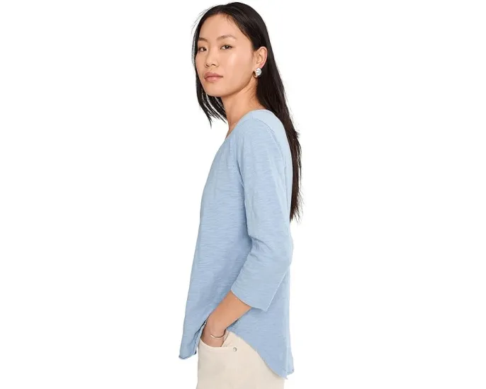 Футболка Mod-o-doc с рукавом 3/4, V-образным вырезом и изогнутым подолом