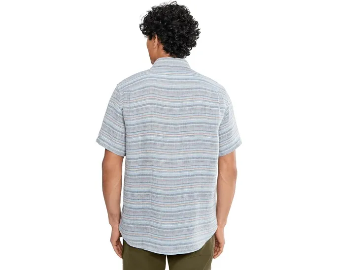 Рубашка Faherty Short Sleeve Palma Linen Shirt из 100% льна с накладным карманом