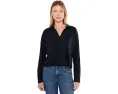 Топ Lilla P Faux Wrap Collared с имитацией запаха и длинными рукавами