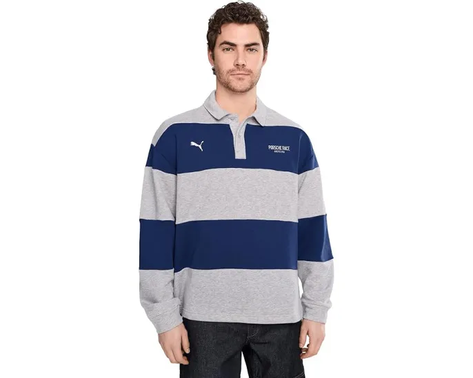 PUMA Porsche Legacy Lifestyle Crew Striped Knit Top футболка поло из френч терри с полосками