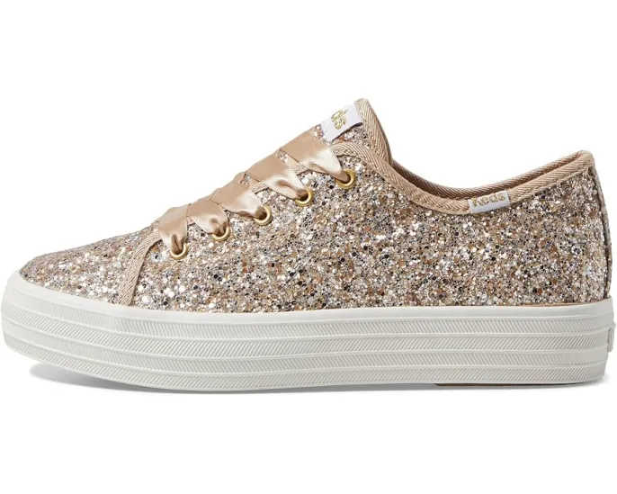 Детские кроссовки Keds Triple UP Glitter Celebrations с блестками и стопкой