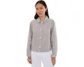 Жакет Petite из полосатого органического льна с классическим воротником Eileen Fisher