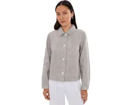 Жакет Petite из полосатого органического льна с классическим воротником Eileen Fisher