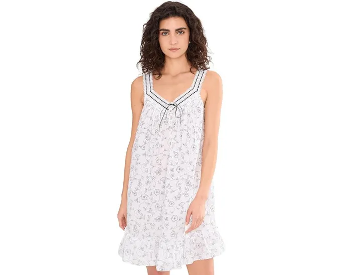 Хлопковая сорочка Eileen West без рукавов из батиста