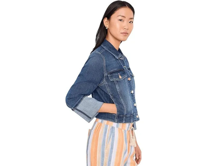 Джинсовая куртка Liverpool Los Angeles в стиле тракер с рукавом 3/4 и высокой манжетой