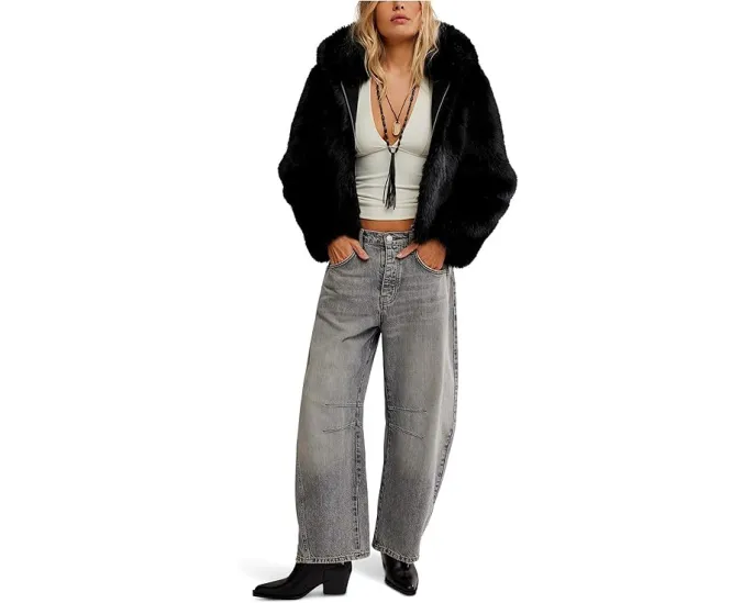 Куртка Free People Louder Please с капюшоном из искусственного меха и укороченным кроем