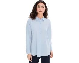 Длинная рубашка Eileen Fisher из органического хлопкового поплина с классическим воротником