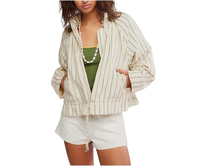Free People Куртка Devon Striped Balloon в полоску с кулиской