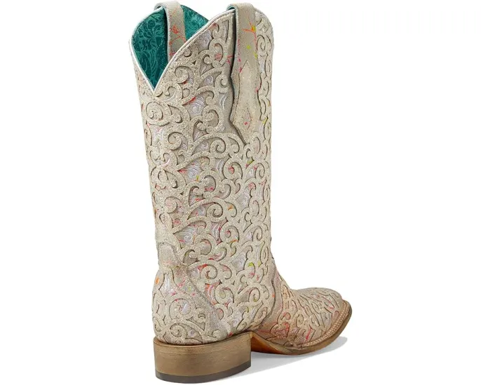 Сапоги Corral C4062 с блестками LD и вышивкой на квадратном каблуке