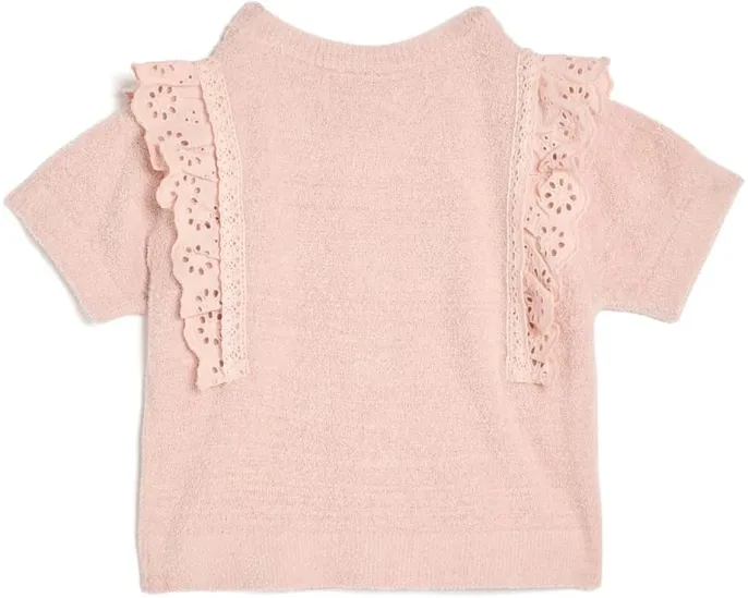 Детский комплект Barefoot Dreams Kids CozyChic Ultra Lite с оборкой из хлопкового гипюра