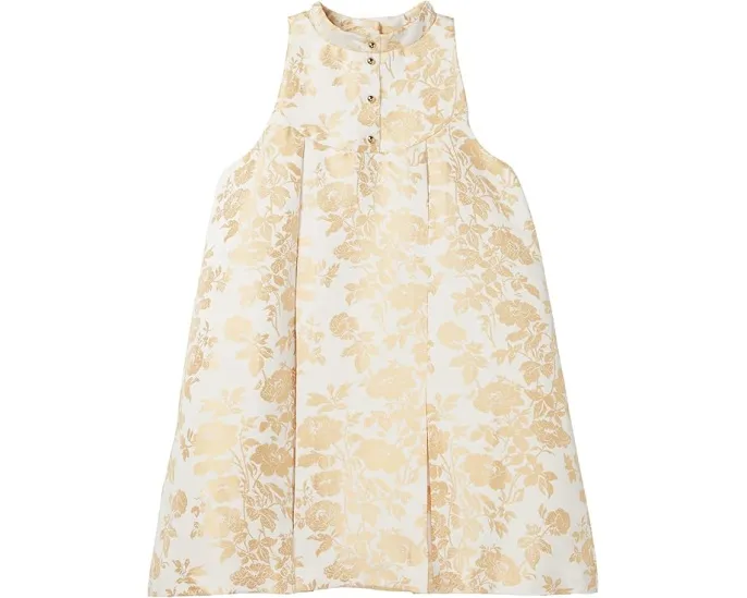 Золотое платье-трапеция с цветочным принтом Janie and Jack для девочки