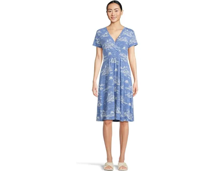 Трикотажное платье L.L.Bean Summer Knit в горошек с V-образным вырезом