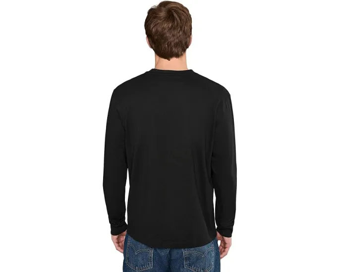 Длинная хлопковая футболка Lacoste с длинным рукавом и ребристыми манжетами