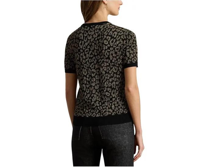 Свитер Lauren Ralph Lauren с коротким рукавом и жаккардом оцелота