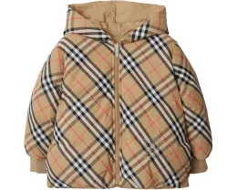 Детская куртка Burberry Kids Axel Puffer с вышивкой и капюшоном