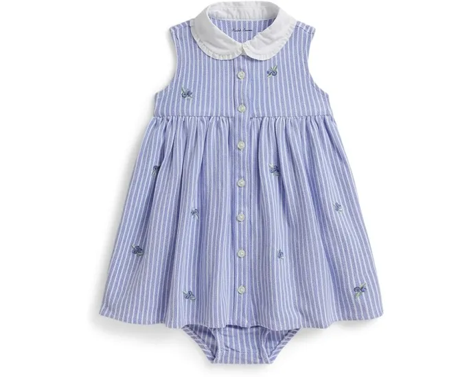 Комплект для девочки Polo Ralph Lauren Kids платье и шортики из хлопковой сетки с вышивкой черники