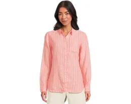 Туника L.L.Bean из стирального льна в полоску с воротником и длинными рукавами