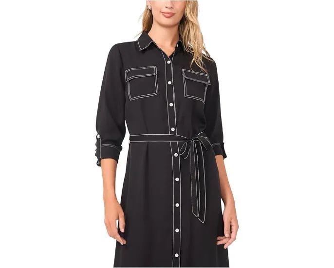 Vince Camuto Платье-рубашка на пуговицах с контрастной строчкой