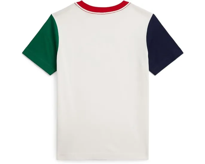 Хлопковая футболка Polo Ralph Lauren Kids с логотипом и цветными блоками для малышей и детей