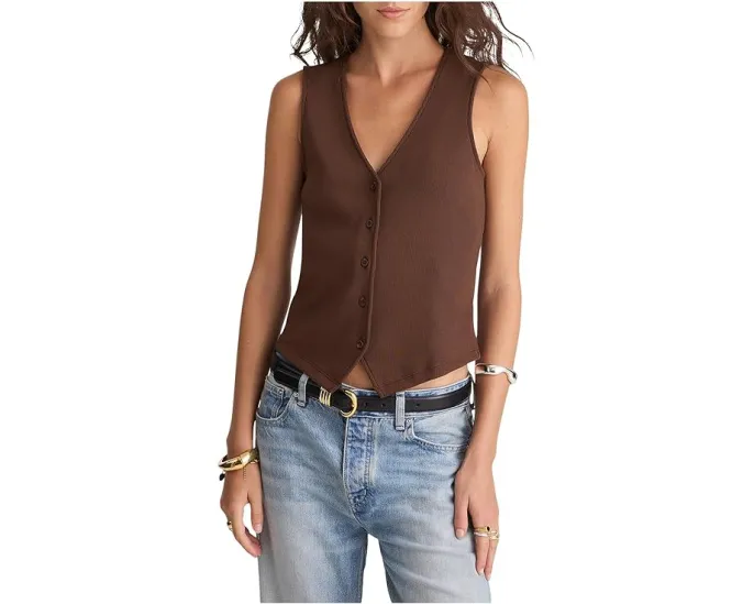 Madewell Вязаный жилет из хлопка с V-образным вырезом и застежкой на пуговицы