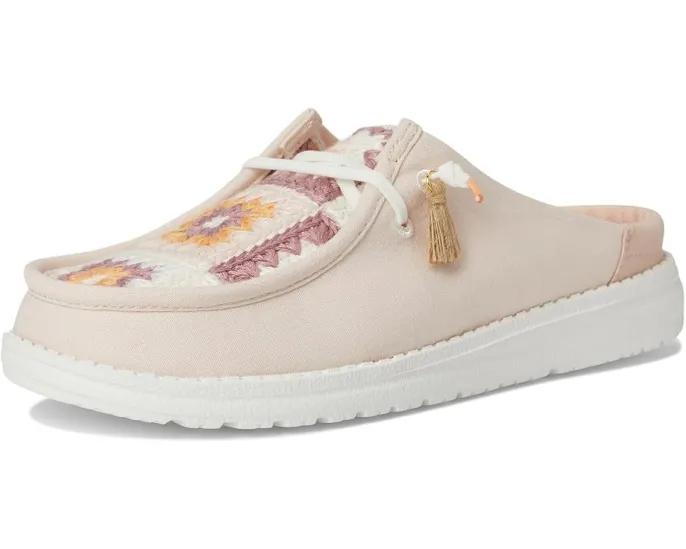 Слипоны Hey Dude Wendy Slip Cottage Crochet с вышитым верхом и стелькой из EVA