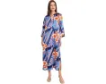 Кафтан Natori Magnolia Printed Satin Mandarin Caftan из сатина с принтом