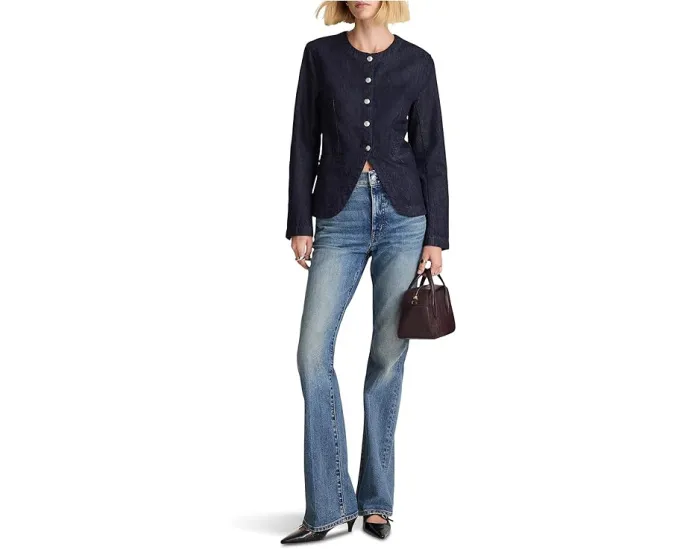 Жакет Madewell Collarless Jacket In Rinse без воротника с карманами