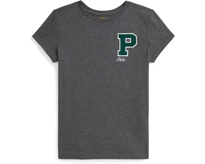 Хлопковая футболка Letterman с аппликацией Polo Ralph Lauren Kids для старших детей