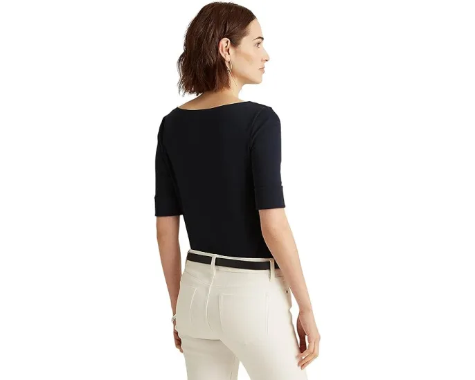 Топ с лодочкой из стрейч-хлопка Lauren Ralph Lauren