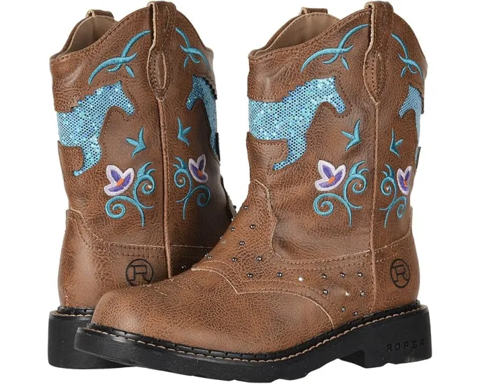 Детские сапожки Roper Kids Horse Flowers с вышивкой и шипами