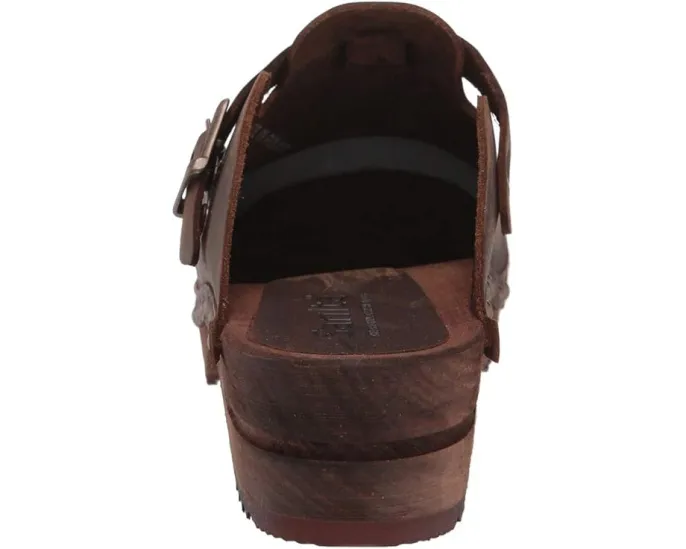 Кожаные сабо Sanita Kristel с деревянной подошвой и пряжкой