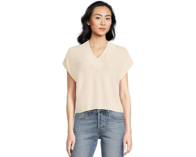 Свитер Lilla P Wide Trim с V-образным вырезом и укороченной длиной