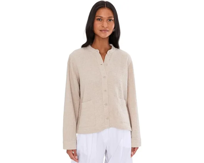 Куртка Eileen Fisher с воротником стойкой из двойного органического хлопка