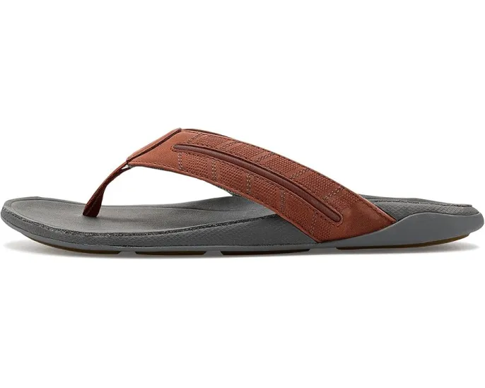 OluKai сандалии Tuahine Palm с водонепроницаемой кожей и вышивкой